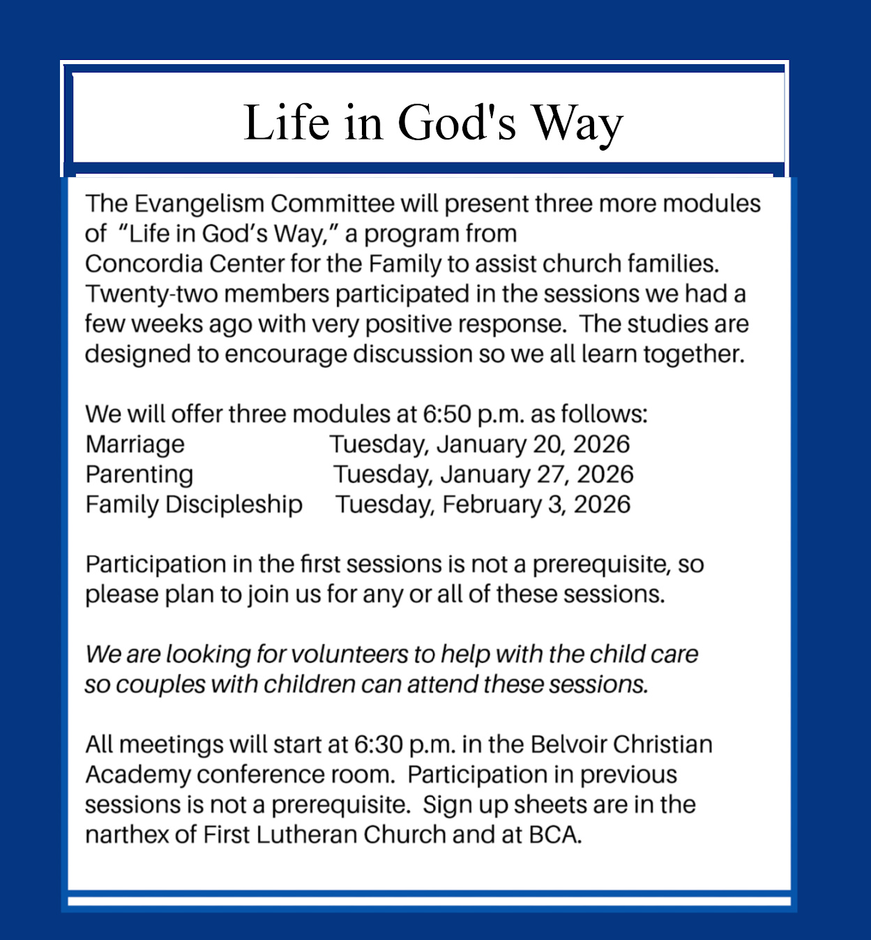 Life in Gods Way revised to use