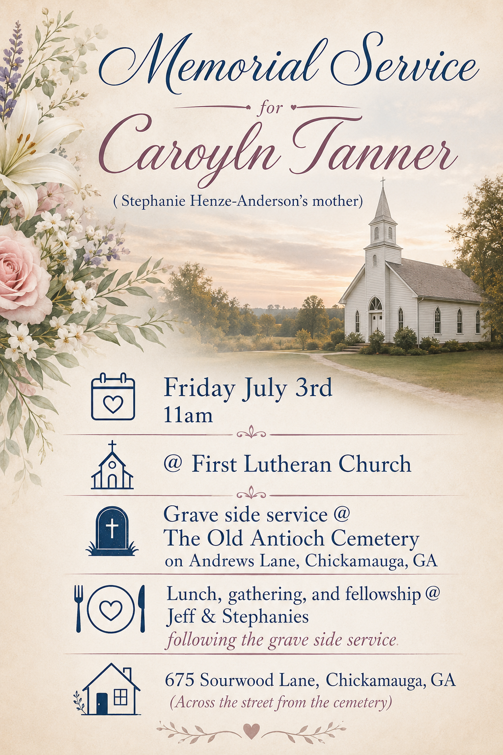Carolyn Tanner Memorial Service